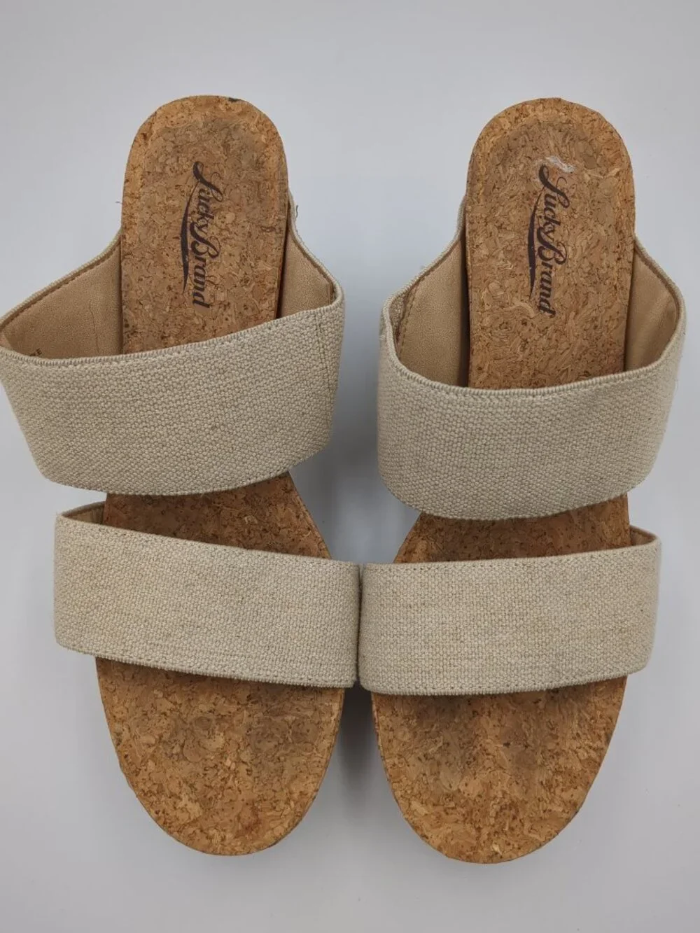 Lucky Brand Strappy Cork Heel Wedge sandal Women's size 7.5